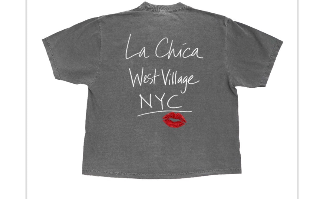 Custom t-shirt shadow with back logo : La Chica WestVillage NYC 💋