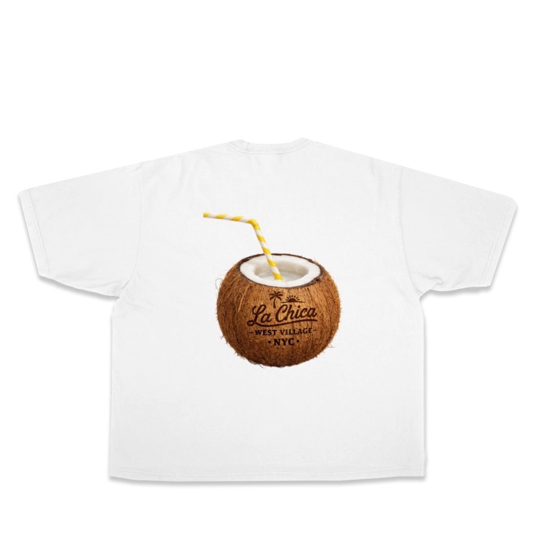 Lime top bikini tee with Back coconut La Chica WestVillage design
