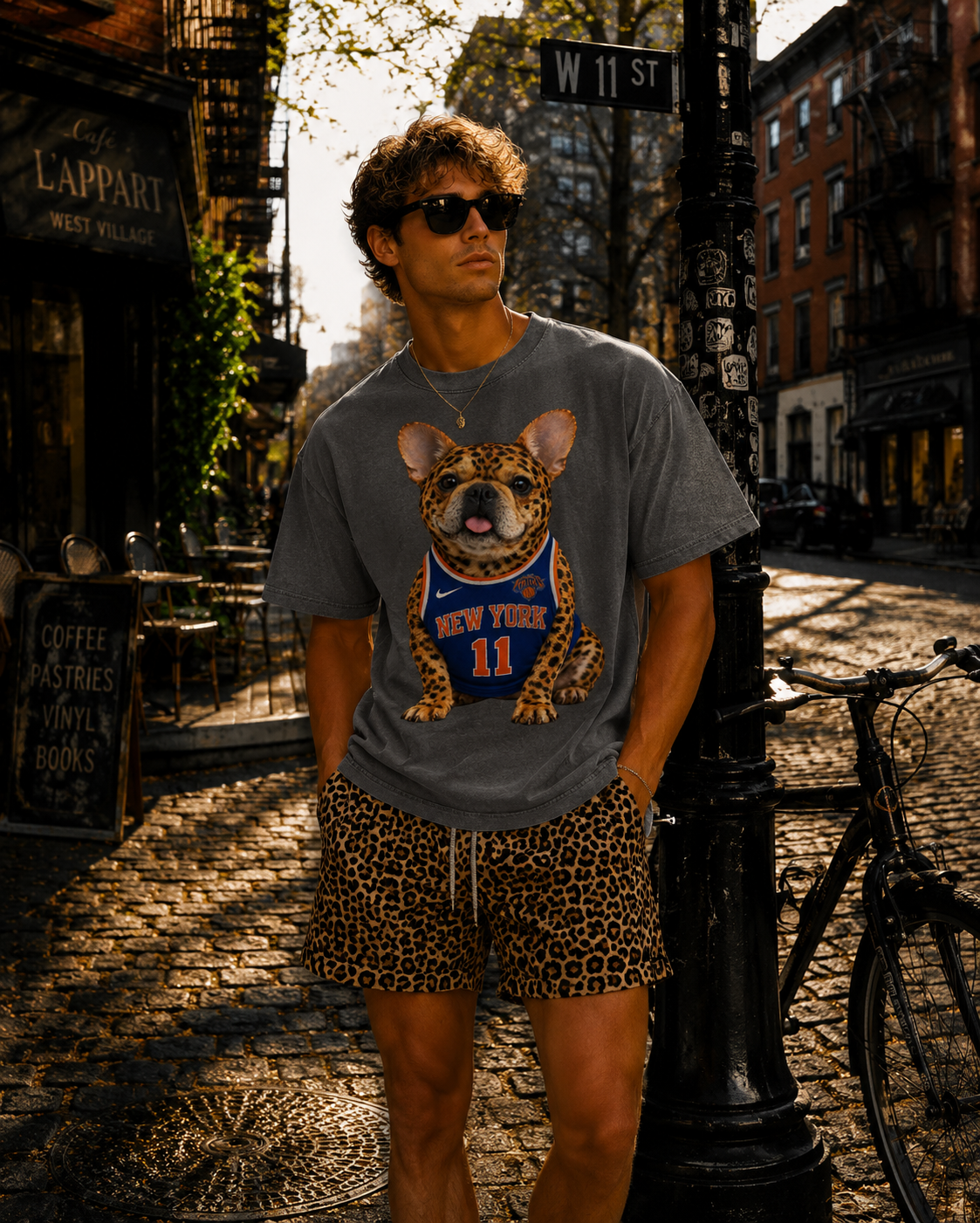 Knicks Frenchie tee in shadow color