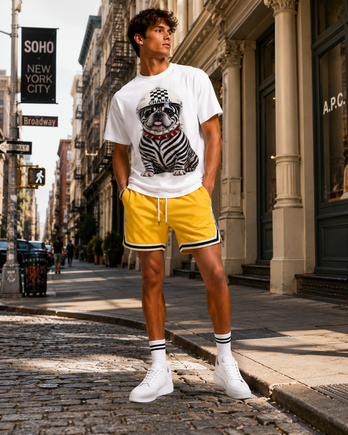 Zebra Frenchie /White tee